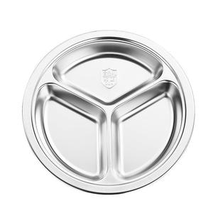 304 Stainless Steel Divided Dining Plate Round Food Grade Microwave Safe For Children Student Meal - Product Image 5