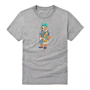 T-shirt décontracté en coton à col rond pour fille, 100 % tricoté, imprimé ours de créateur de haute qualité, tissu de 240 grammes, vêtements personnalisés en gros - Product Image 4