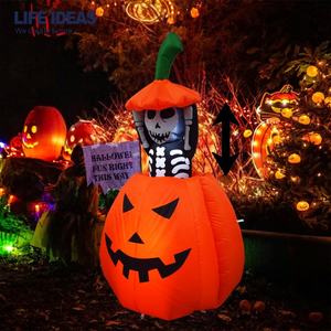 5FT automatique montée crâne fantôme en citrouille Halloween décoration gonflable pour le jour des vacances de la fête des morts - Product Image 1