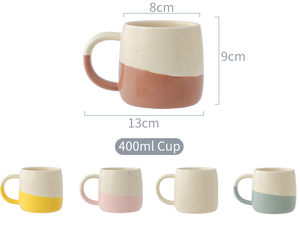 FENN Tasses à café en céramique mouchetée faites à la main Ensemble <span class=keywords><strong>de</strong></span> <span class=keywords><strong>4</strong></span> tasses à café en porcelaine pour latte/thé/lait/cacao chaud Idéal pour tasse cadeau - Product Image 6