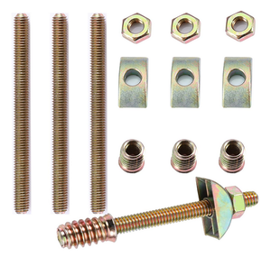 Juego de tornillos hexagonales con tuercas, arandelas y tuercas en T, rosca métrica gruesa, acero al carbono cincado, clase 8.8 - Product Image 1