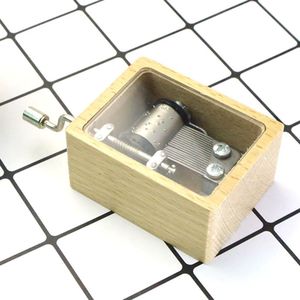 Caja de Música Vintage Rectangular de Madera Transparente con Manivela, Regalo Sencillo para el Hogar o Cumpleaños - Product Image 3