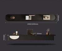 Table basse flottante minimaliste italienne en bois massif et meuble TV mural – Ensemble de meubles modernes pour petit salon, salle à manger ou maison