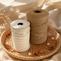 Cordon en macramé torsadé en coton naturel blanc, corde tressée faite à la main pour la décoration murale, le bricolage, les chaussures et le textile de maison - Vente en gros