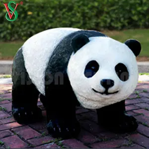 LED Panda de Resina FRP Escultura de Animal Luces Fibra de Vidrio Ligera para Zoo Parque Jardin Calle Decoracion