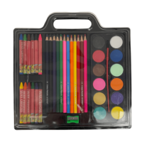 Ensemble de peinture artistique portable avec crayons de cire, crayons de couleur, godets de peinture aquarelle, taille-crayon, matériel de dessin pour enfants