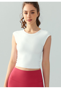 Women Twist Crisscross <b>Open</b> Back Sleeveless Yoga Crop Top Slim Stretch Athletic Tank Top Built in <b>Bra</b> Pilates Workout Tee - Product Image 2