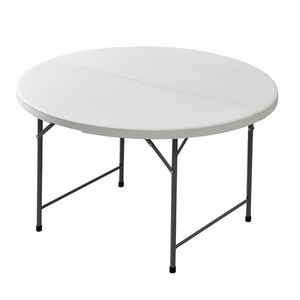 طاولة بلاستيكية مستديرة قابلة للطي للاستخدام الخارجي والداخلي، خفيفة الوزن وسهلة التنظيف، مناسبة للحدائق والشرفات وأثاث الفناء - Product Image 1