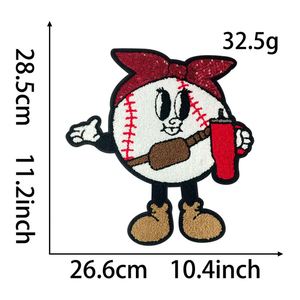 Stock Big Size 28cm <b>Iron</b> on Chenille Embroidered Baseball Cute Ghost Heart Valentine Patch for T-shirt Hoodies - Product Image 2