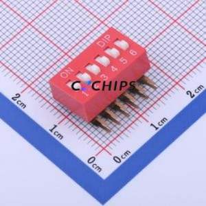 KH-BM2.54-6P-W DIP Switch Through hole Component (THT) Switch Flat Toggle, Raised Type 6 PC Pin 2.54mm - Product Image 1