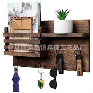 Wooden <b>Wall</b> <b>Shelf</b> Key Storage Rack 3 Layers Rectangle Multipurpose <b>Wall</b> <b>Mounted</b> Entryway Organizer - Product Image 1