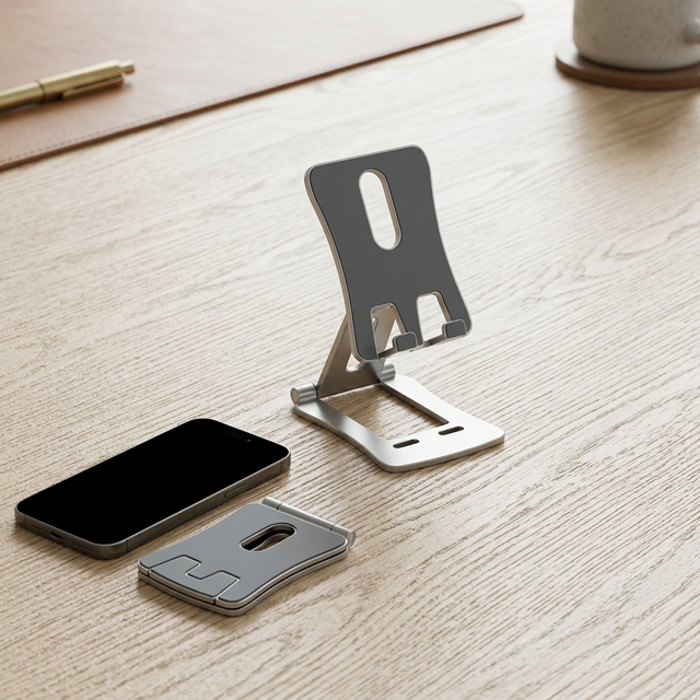 Foldable Small Mini Mobile Phone Holder Aluminum Metal Adjustable Cell Phone Stand
