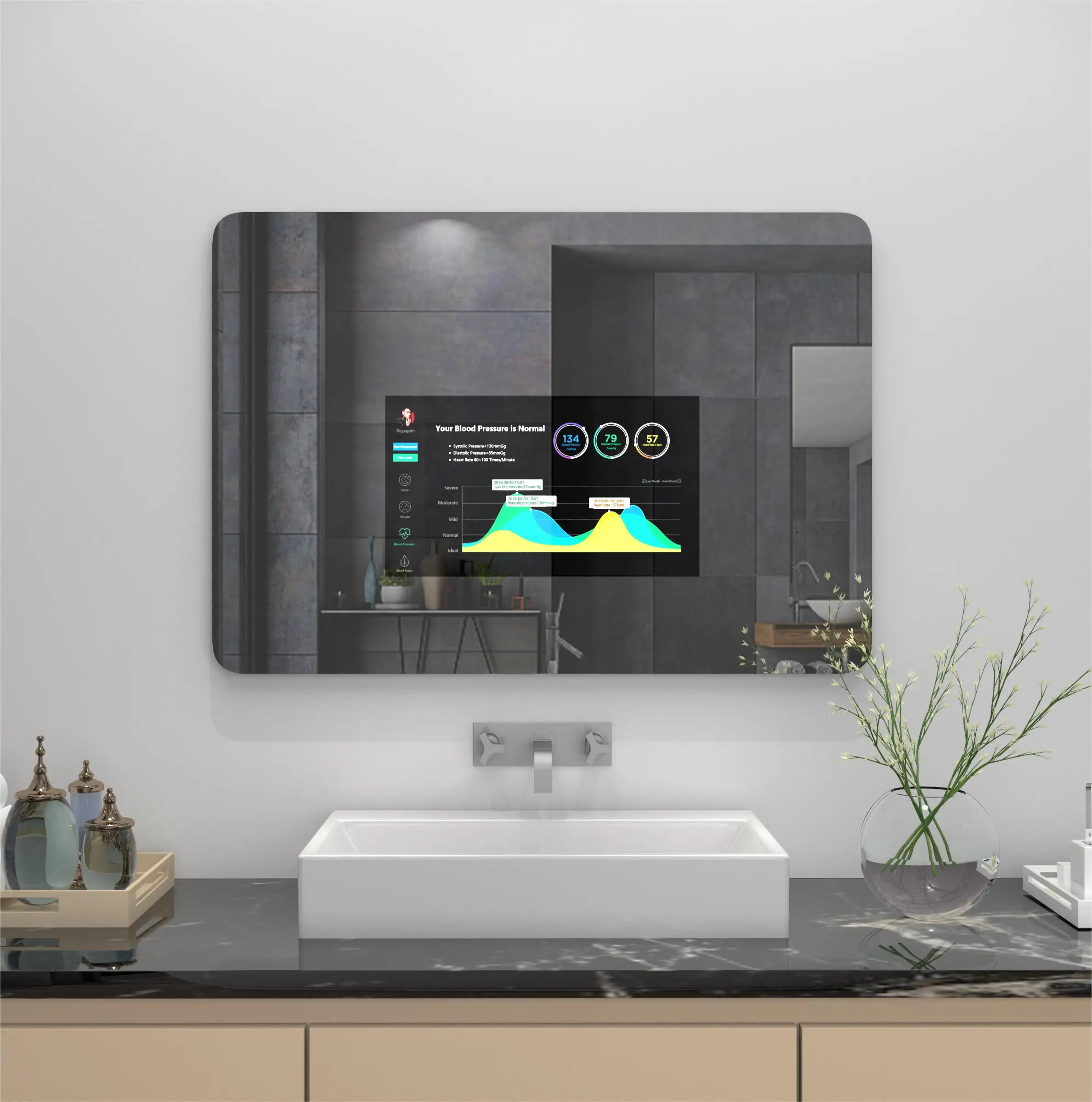 Tam fonksiyonlu cam TV akıllı Android dikdörtgen ev otel dekoratif sihirli ayna