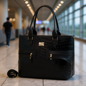 Bolso de Viaje de Piel Sintética Negra con Diseño de Cocodrilo para Mujer, Marca Fana Julia, 20-35L de Gran Capacidad, Cierre de Cremallera - Product Image 2