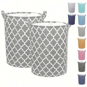 23-inch <b>Tall</b> (2 Pack) Extra Large <b>Laundry</b> <b>Basket</b> Storage Hamper Drawstring Waterproof Round Linen Collapsible Storage <b>Basket</b> - Product Image 1