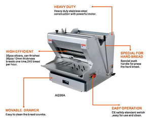 Máy Cắt Bánh Mì Bằng Thép Không Gỉ Hạng Nặng Thương Mại Đầu Bếp Vàng 12Mm Máy Cắt Bánh Mì Điện 35 Chiếc Giá Máy Cắt Bánh Mì Nướng Bánh Mì - Product Image 2