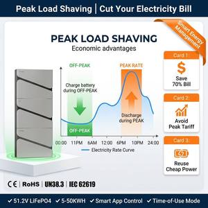Solar <b>Battery</b> Lithium Ion <b>Batteries</b> Pack 51.2V 300Ah 10kWh 20KW 40KW 50KW EV Charging Support Home Energy Storage Load CE - Product Image 3