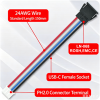Cable con Conector Hembra Tipo C para Montaje en Panel LN-068, 4 Pines, Conector Tipo C para Equipos, Electrónica DIY, Modificación de Automóviles