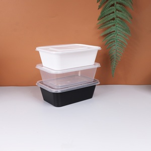 Bolygold 750ml Disposable Rectangle Takeaway Food Lunch Box PP Plastic Food Containers Bento Box with Clear Lid