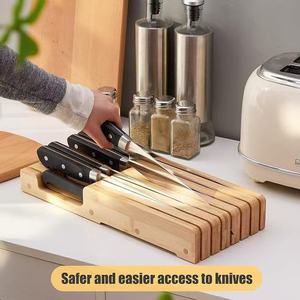 Portacuchillos de Madera, Organizador de Cuchillos de Bambú para Cocina, Soporte para Cubertería de 7 Piezas, Duradero - Product Image 2