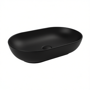 Lavabo Ovalado de Sobremesa de 61.5 cm, Negro Mate, para Baño - Product Image 3