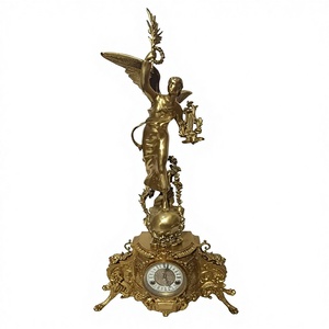 Reloj <span class=keywords><strong>de</strong></span> Repisa <span class=keywords><strong>de</strong></span> Estilo Antiguo Europeo, Chapado en Oro, con Figura <span class=keywords><strong>de</strong></span> la Diosa <span class=keywords><strong>de</strong></span> la Victoria - Product Image 1