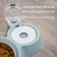 Fontaine à eau manuelle pour animaux de compagnie, double gamelle en acier inoxydable anti-renversement pour chat et chien, protection du cou surélevée