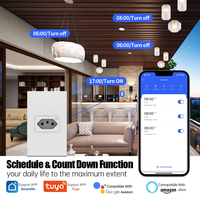 SIXWGH brésil Tuya Smart 20A prise murale en verre trempé prise en plastique Smartlife App télécommande synchronisation moniteur d'alimentation prises