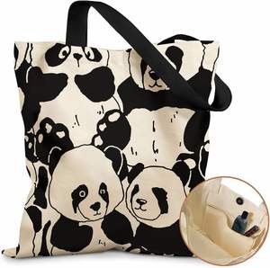 New Arrival Reusable Large Capacity Durable Cartoon Printing Canvas Cotton <b>Tote</b> Bags with Long Handle for <b>Travel</b> & Daily Use - Product Image 2