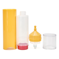 Emballage cosmétique en plastique jaune LOGO Custom Skincare 30 ml, flacon pompe sans air avec compte-gouttes pour crème pour les yeux, sérum pour le visage
