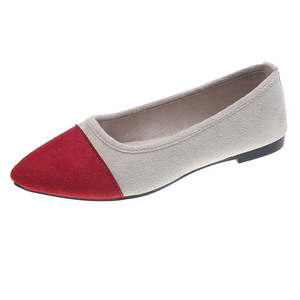 Foreign Trade Pointed Large Size Splicing Flat Women Spring and Autumn Ship Commuting Work Shallow Mouth Fashion Women's Si - Product Image 5