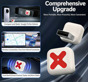 อะแดปเตอร์ CarPlay ไร้สายรุ่นล่าสุด AI Box พร้อม Wireless CarPlay และ Android Auto 2 in 1 สมาร์ทดองเกิล เพิ่มแอปพลิเคชันเข้ากับหน้าจอรถยนต์ - Product Image 1