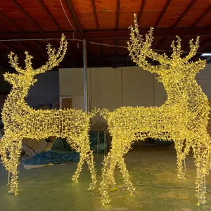 圣诞展示装饰户外3D驯鹿雕塑图案大发光二极管灯