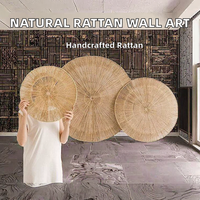 Décoration murale rectangulaire en rotin naturel fait main de haute qualité, motif horizontal moderne, grande taille pour la maison, Thanksgiving