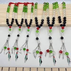 Perline Tasbih Islamiche da 10mm per Preghiera e Meditazione, Uniche Perle di Preghiera Misbaha con Bandiera Kuwaitiana, Emiratina e Palestinese, Artigianato di Qualità - Product Image 1