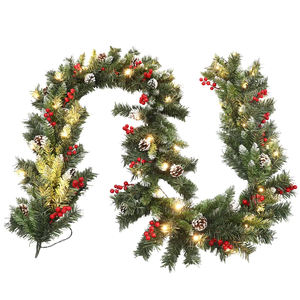 <span class=keywords><strong>Guirnalda</strong></span> Navideña Artificial Verde con <span class=keywords><strong>Luces</strong></span> LED para Decoración Navideña del Hogar, Escaleras, Chimenea, Puerta Principal - Product Image 4