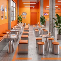 Meubles de salle à manger industriels, chaises et tables de restaurant, tabourets de table en acier inoxydable durables pour café
