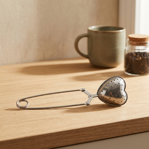 Stainless Steel Heart-Shaped Tea Infuser with Easy Grip Handle for Loose Leaf Tea Brewing - Product Image 1