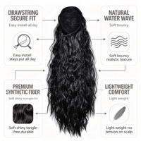Iriswigs Perruque de style européen et américain, bonnet en maille tressé avec cordon de serrage, fibre inflammable, queue de cheval bouclée en laine moelleuse, modèle Zhejiang MW68
