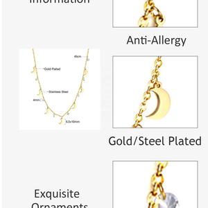 Collar de Moda al por Mayor, Chapado en Oro de 18K, Acero Inoxidable, con Diamantes, Tipo Gargantilla, Resistente al Agua, con Colgante de Luna para Mujer - Product Image 5