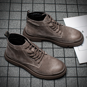 Botas Martin para hombre, de media caña, de cuero, con cordones, punta redonda, botas de trabajo para todas las estaciones, estilo Chukka - Product Image 3