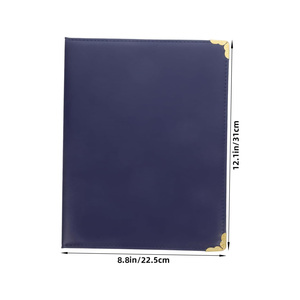 Plain Pu Leather Diploma Cover Holder,Leather Certificate Holder Green,Black Leather <b>Folder</b> for Certificates - Product Image 2