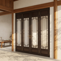 Fenêtre manuelle en aluminium à triple vitrage isolant Low-E, design traditionnel de style chinois ancien, économie d'énergie, luxe