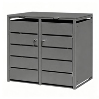 Poubelles de rangement rectangulaires en métal MAX pour extérieur - Écologiques, grande taille, modernes, luxueuses, pour le recyclage, noires, 0,7 mm