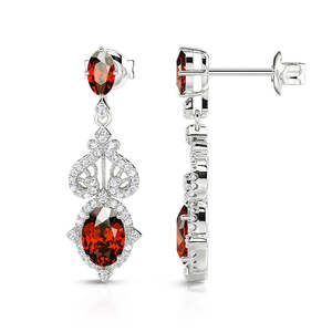 स्टर्लिंग चांदी शादी के गहने में लक्जरी लाल घन ज़िरकॉन स्टड - Product Image 2