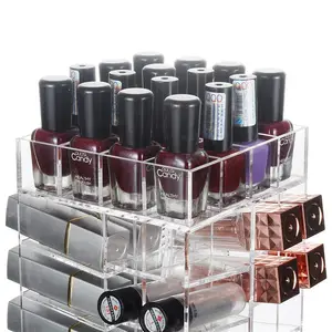 Acrylic Rotating Organizer Tiers Makeup Cosmetic Countertop Nail Polish LipstickStorage Display Stand Rack With Spinning Base