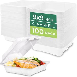 กล่องชานอ้อยย่อยสลายได้ทางชีวภาพ ขนาด 9x6 นิ้ว 2 ช่อง แบบใช้แล้วทิ้ง - Product Image 1
