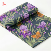 Kain Voile Muslin Katun Cetak Digital Custom Motif Bunga Laris untuk Gaun Wanita