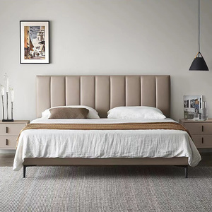 Letto Moderno <span class=keywords><strong>King</strong></span> <span class=keywords><strong>Size</strong></span> Morbido con Struttura in Legno, Testiera Stile Hotel, Rivestimento in Tessuto, Dimensioni 180x200cm - Product Image 2