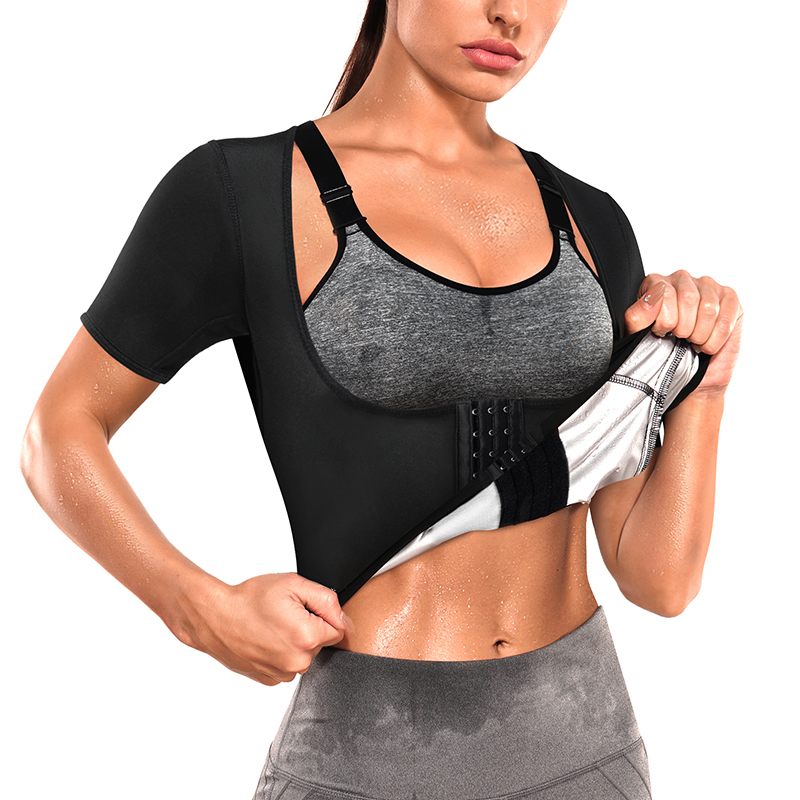 Wholesale Sauna Tops Short Sleeves Hot Sweat Weight Loss Women Underbust Corset Waist Trainer Vest Sauna Suits